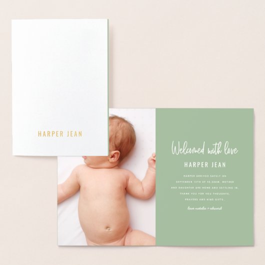 手描きの赤モダン児出産告知 箔カード (ディスプレー)