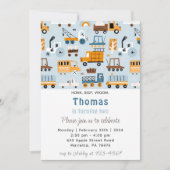 手描きの車のお誕生日 招待状 (正面)