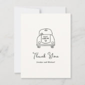手描きの車の落書き モダンな結婚式 サンキューカード (正面)