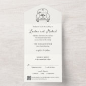 手描きの車の落書きQRコード 現代のウェディング オールインワン招待状 (内側)