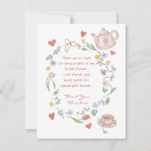 手描きの遊び心あふれるお茶のブライダルシャワーの感謝カード サンキューカード (正面)