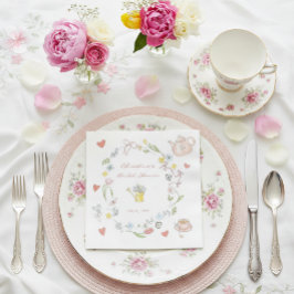 手描きの遊び心あふれるお茶のブライダルシャワー スタンダードランチョンナプキン