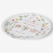 手描きの遊び心あふれるお茶のブライダルシャワー ペーパープレート (アングル)