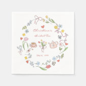 手描きの遊び心あふれる紅茶 ブライダルシャワー スタンダードカクテルナプキン (正面)