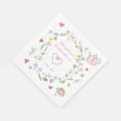 手描きの遊び心あふれる紅茶 ブライダルシャワー スタンダードランチョンナプキン (角)