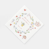 手描きの遊び心あふれる紅茶 ブライダルシャワー スタンダードランチョンナプキン (角)