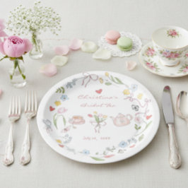 手描きの遊び心あふれる紅茶 ブライダルシャワー ペーパープレート