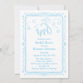 手描きの遊び心あふれる落書き オーダーメイドの花嫁のシャワー 招待状 (正面)