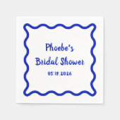 手描きの遊び心あるウェーブボーダー ブライダルシャワー スタンダードカクテルナプキン (正面)