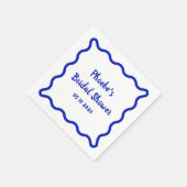 手描きの遊び心あるウェーブボーダー ブライダルシャワー スタンダードカクテルナプキン (角)