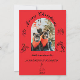 手描きの遊び心あるフラットホリデーカード シーズンカード