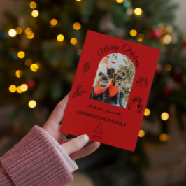 手描きの遊び心あるフラットホリデーカード シーズンカード