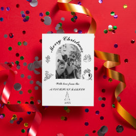 手描きの遊び心あるフラットホリデーカード シーズンカード