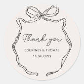 手描きの遊び心あるリボンのサンクス ラベル (正面)