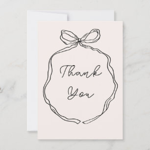 手描きの遊び心あるリボン枠の感謝カード サンキューカード