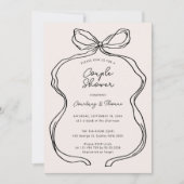 手描きの遊び心あるリボン枠 カップルシャワー 招待状 (正面)