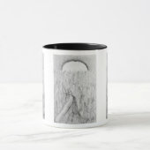手描きの道と常緑樹と月のマグカップ マグカップ (中央)