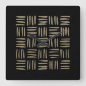 手描きの部族インスパイア線画 スクエア壁時計 (正面)