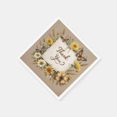 手描きの野の花、小麦の穂に感謝を込めて スタンダードカクテルナプキン (角)