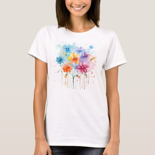 手描きの野の花 Tシャツ (正面)