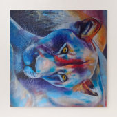 手描きの野生の猫の肖像画 ジグソーパズル (横)