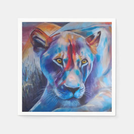 手描きの野生の猫の肖像画 スタンダードカクテルナプキン