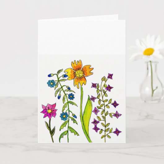 手描きの野生の花のトリオグリーティングカード カード (小さな植物)