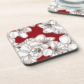 手描きの野生の花（赤） コースター (左側)