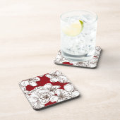 手描きの野生の花（赤） コースター (右側)