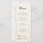 手描きの金箔の葉のフレーム ウェディング メニュー 招待状 (正面)