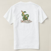 手描きの鉛筆に巻きつく漫画の蛇 Tシャツ (デザイン裏面)
