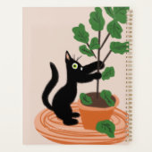 手描きの鉢植えのイチジクの木と面白い猫 プランナー手帳 (裏面)