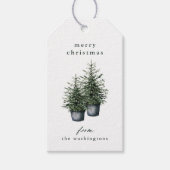 手描きの鉢植えのクリスマスツリー ホリデー ギフトタグ (正面)