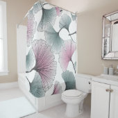 手描きの銀杏ビロバ背景シームレスパッテ シャワーカーテン (インサイチュ)