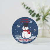 手描きの雪だるま　ラウンド　名入れ (スタンド正面)