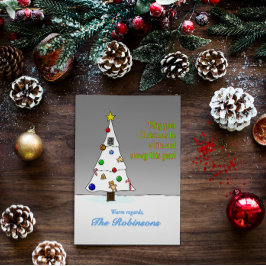 手描きの雪のクリスマスツリー シーズンカード