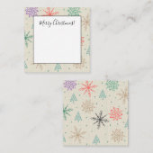 手描きの雪の結晶とクリスマスツリー マルチカラー ノートカード (正面/裏面)