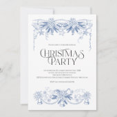 手描きの青いクリスマスパーティー招待状 シーズンカード (正面)