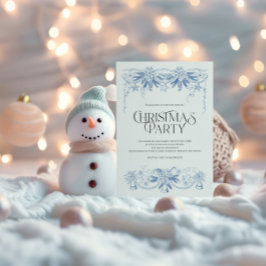 手描きの青いクリスマスパーティー招待状 シーズンカード