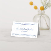 手描きの青いファンタジックな名前の結婚式 プレイスカード (裏面)