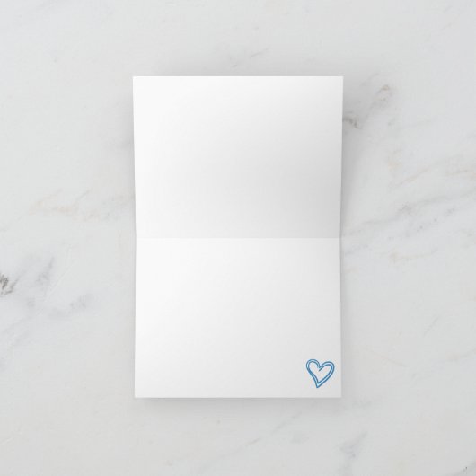手描きの青いフレームのウェディングシャワーの感謝カード サンキューカード (内部)