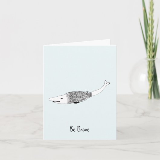 手描きの青い勇気付けられるのグリーティングカードシャーク 招待状 (正面)