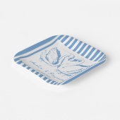 手描きの青い双子のスワン ウェディング ナップキン おとぎ話のようなロマンチックな結婚式 ペーパープレート (傾斜あり)