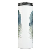 手描きの青い灰色の水彩のフェザー タンブラー (裏面)