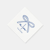 手描きの青い結婚式モノグラムナプキン スタンダードカクテルナプキン (角)