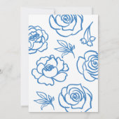 手描きの青い花のブライダルシャワー 招待状 (裏面)