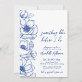 手描きの青い花のブライダルシャワー 招待状 (正面)
