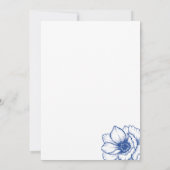 手描きの青い花のブライダルシャワー 招待状 (裏面)
