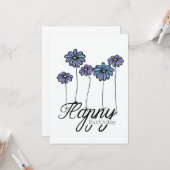 手描きの青い花バルーンの誕生日カード カード (正面/裏面インサイチュ)
