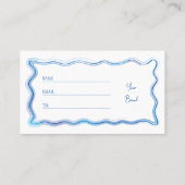 手描きの青と白のビジネス ロゴ ラッフル チケット (裏面)